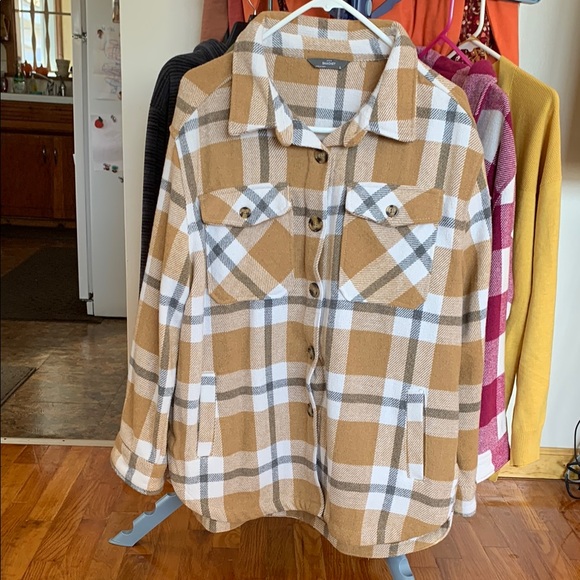 Jackets & Blazers - Members Mark Plaid Button-Up Women's Shacket - Brown